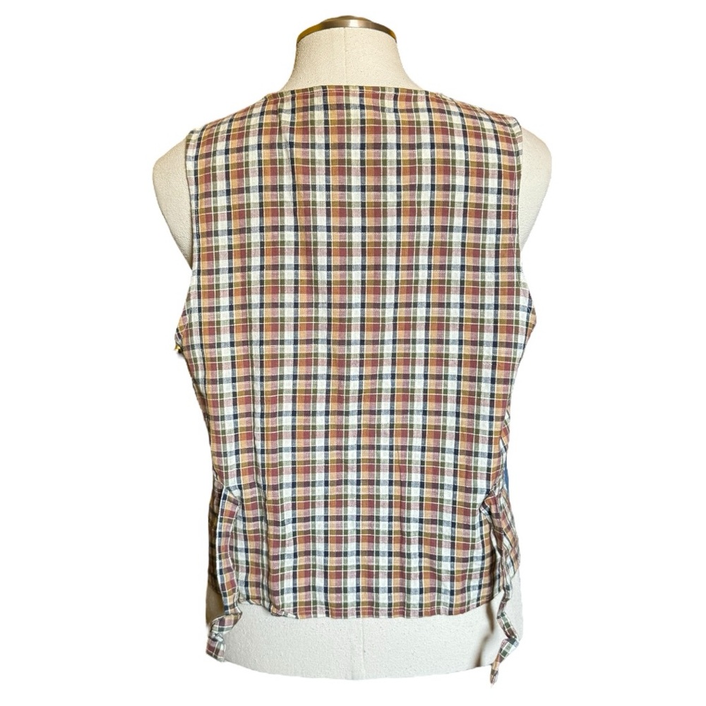 Studio Collection Patchwork Embroidered Animal Mixed Media Vintage Fall Vest - Picture 3 of 13